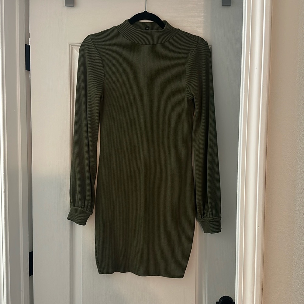 Olive green sweater dress